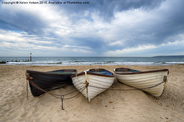 Boats On A Sandy Beach Picture Board by Helen Hotson