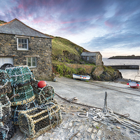 Buy canvas prints of Sunset at Mullion Cove by Helen Hotson