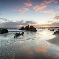 Buy canvas prints of Sunset at Whitsand Bay by Helen Hotson