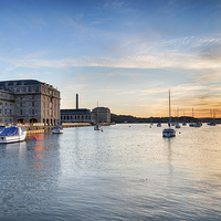 Buy canvas prints of Sunset at the Royal William Yard in Plymouth by Helen Hotson