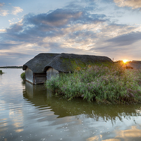 Buy canvas prints of Thatched Boat Houses by Helen Hotson