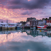 Buy canvas prints of Sunrise at Padstow by Helen Hotson