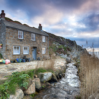 Buy canvas prints of Cottage by the Sea by Helen Hotson