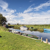Buy canvas prints of The River Thurne on the Norfolk Broads by Helen Hotson