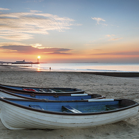 Buy canvas prints of  Sunrise at Durley Chine by Helen Hotson