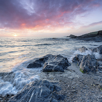 Buy canvas prints of Beautiful Sunset at Trevone Bay by Helen Hotson
