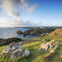 Buy canvas prints of Mullion Cove in Cornwall by Helen Hotson