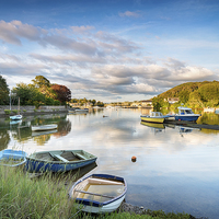 Buy canvas prints of Boats at Millbrook in Cornwall by Helen Hotson