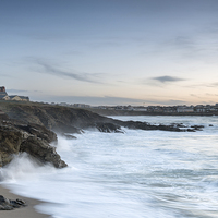 Buy canvas prints of Stormy Night in Newquay by Helen Hotson
