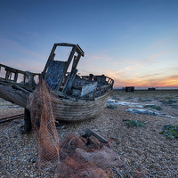 Buy canvas prints of Old Boat at Dungeness by Helen Hotson