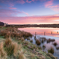 Buy canvas prints of Sunrise over Dozmary Pool on Bodmin Moor by Helen Hotson