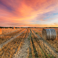 Buy canvas prints of Hay Bales at Sunset by Helen Hotson