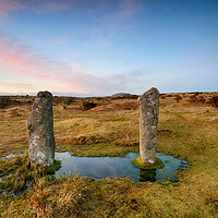 Buy canvas prints of The Pipers Standing Stones on Bodmin Moor in Cornw by Helen Hotson