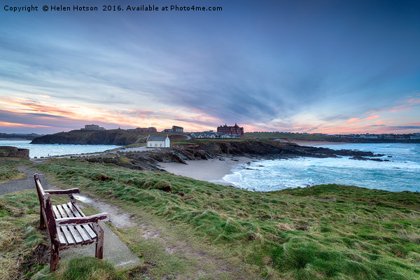 Sunrise over Newquay in Cornwall Picture Board by Helen Hotson