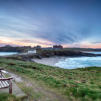 Buy canvas prints of Sunrise over Newquay in Cornwall by Helen Hotson