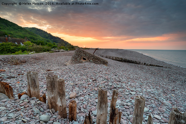 Stunning Sunset at Porlock Weir Beach Picture Board by Helen Hotson