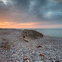 Buy canvas prints of Dramatic Sunset over the Beach at Porlock Weir by Helen Hotson