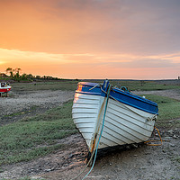 Buy canvas prints of Sunset over Fishing Boat at Porlock Weir by Helen Hotson