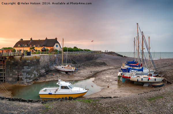 Sunset at Porlock Weir Picture Board by Helen Hotson