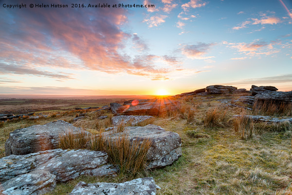 Stunning Sunset over Alex Tor Picture Board by Helen Hotson