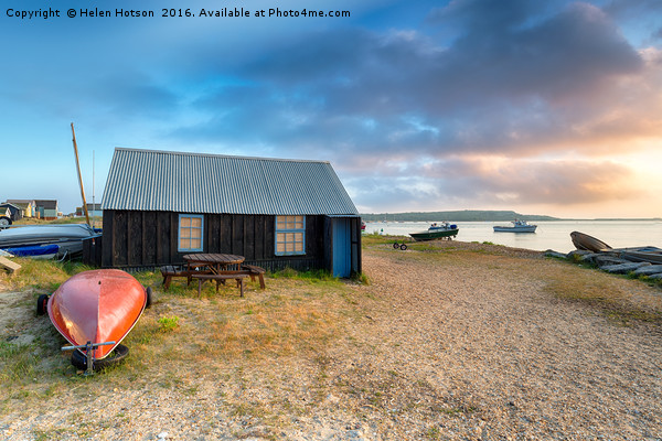 Boat Sheds at Hengistbury Head Picture Board by Helen Hotson