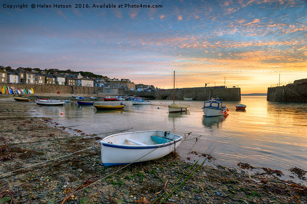 Sunrise at Mousehole in Cornwall Picture Board by Helen Hotson
