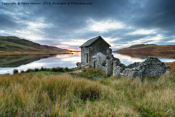 Sunset over Devoke Water in the Lake District Picture Board by Helen Hotson