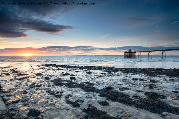 Sunset at Clevedon Pier Picture Board by Helen Hotson