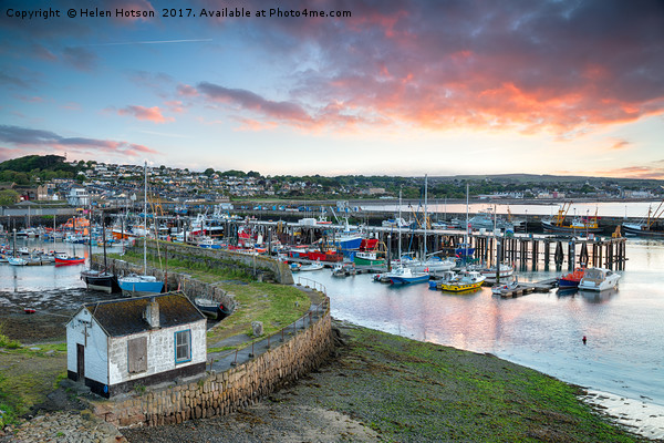 Sunrise at Newlyn in Cornwall Picture Board by Helen Hotson