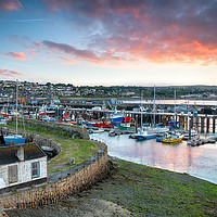 Buy canvas prints of Sunrise at Newlyn in Cornwall by Helen Hotson