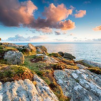 Buy canvas prints of Clifftops at Land's End in Cornwall by Helen Hotson