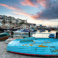 Buy canvas prints of Sunset at Brixham by Helen Hotson