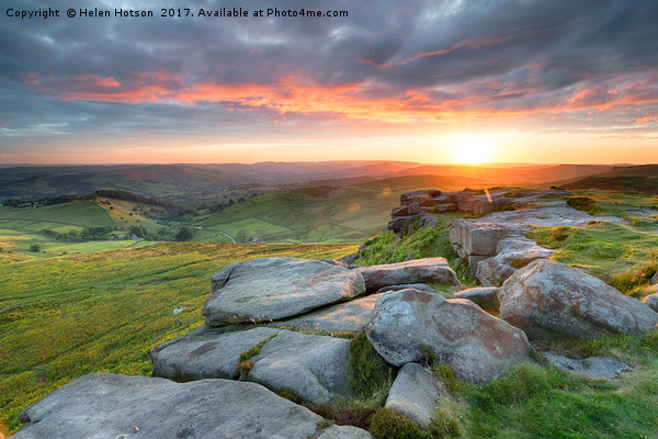 Beautiful Sunset over Higger Tor Picture Board by Helen Hotson
