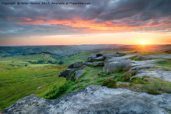 Dramatic Sunset over Higger Tor Picture Board by Helen Hotson