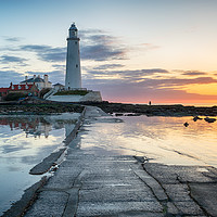 Buy canvas prints of Stunning Sunrise over St Mary's Lighthouse by Helen Hotson