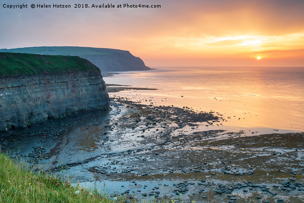 Sunset at Staithes Picture Board by Helen Hotson
