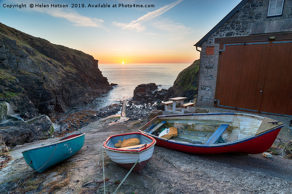 Sunrise at Church Cove in Cornwall Picture Board by Helen Hotson