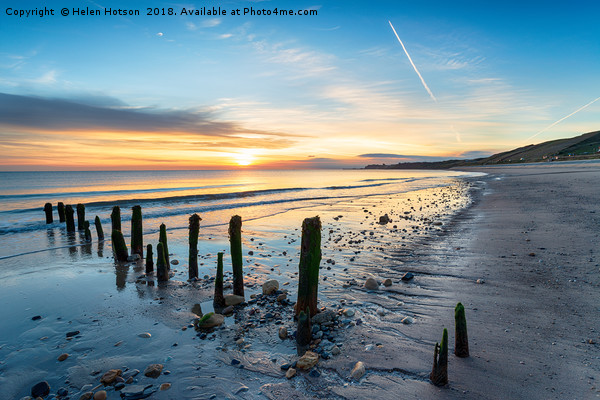 Stunning Sunrise over Sandsend Beach Picture Board by Helen Hotson