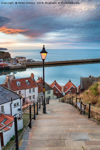 Night Falls Over Whitby Picture Board by Helen Hotson