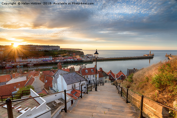 Sunset over Whitby in Yorkshire Picture Board by Helen Hotson