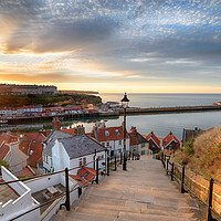 Buy canvas prints of Sunset over Whitby in Yorkshire by Helen Hotson