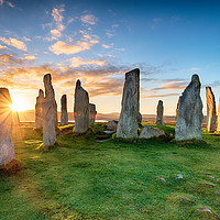 Buy canvas prints of Stunning sunset over the Callanish stone circle on by Helen Hotson