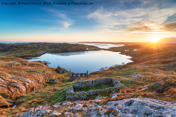 Sunset on the Isle of Harris Picture Board by Helen Hotson