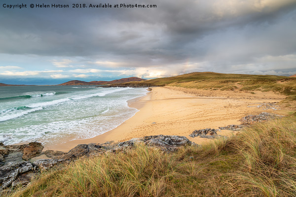 Moody Skies over Traigh Iar beach Picture Board by Helen Hotson