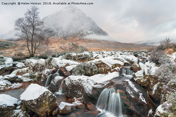 Snow at Buachaille Etive Mor Picture Board by Helen Hotson