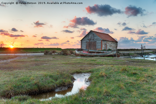 Beautiful Sunset at Thornham Old Harbour Picture Board by Helen Hotson