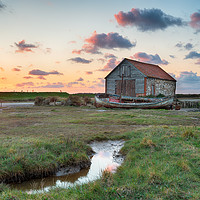 Buy canvas prints of Beautiful Sunset at Thornham Old Harbour by Helen Hotson