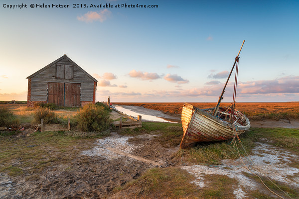 Sunset at Thornham Picture Board by Helen Hotson