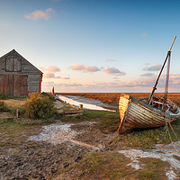 Buy canvas prints of Sunset at Thornham by Helen Hotson