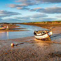 Buy canvas prints of Boats on the river estuary at Burnham Overy Staith by Helen Hotson